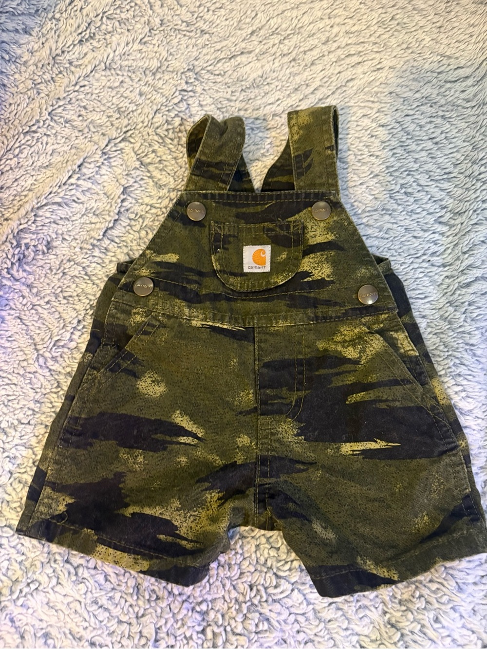 Carhartt baby 3 months Camo Shortalls in Olive and Black